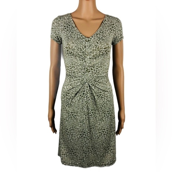 Athleta Honey  Womens Scrunched Mini Dress Triangle Microfloral‎ Pattern Size S - Picture 1 of 7